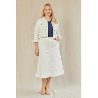 Adrift Denim A-Line Skirt in White