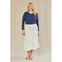 Adrift Denim A-Line Skirt in White