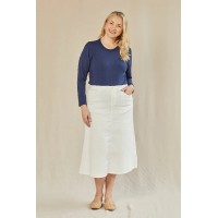 Adrift Denim A-Line Skirt in White