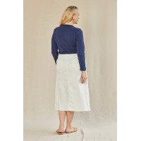 Adrift Denim A-Line Skirt in White