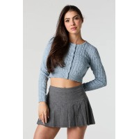 Cable Knit Button Front Cropped Cardigan