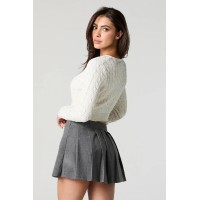 Cable Knit Button Front Cropped Cardigan