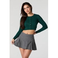 Cable Knit Button Front Cropped Cardigan