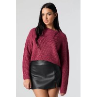 Ribbed Knit Crewneck Skimmer Sweater