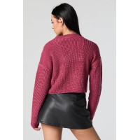 Ribbed Knit Crewneck Skimmer Sweater