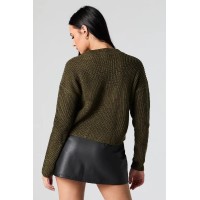 Ribbed Knit Crewneck Skimmer Sweater