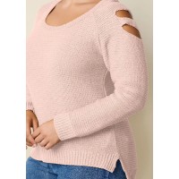 Cutout Sleeve Sweater - Blush