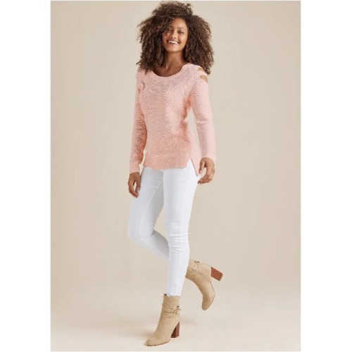 Cutout Sleeve Sweater - Blush