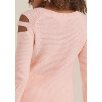 Cutout Sleeve Sweater - Blush