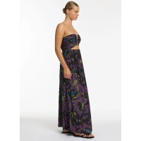 Midnight Tropical Cut Out Strapless Dress - Amethyst