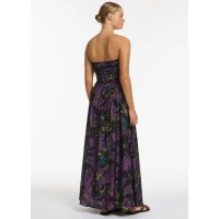 Midnight Tropical Cut Out Strapless Dress - Amethyst