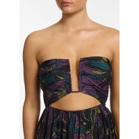 Midnight Tropical Cut Out Strapless Dress - Amethyst