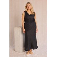 Katie Bias Cut Linen Skirt in Black