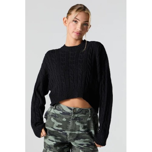 Cable Knit Cropped Sweater