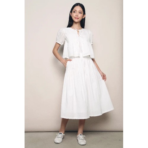 Valero Arch Pleat Skirt White (Restock)