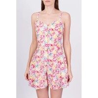 90s Grunge Pink Floral Romper - Petite Medium