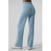 Cashmere High-Waist Plush Waffle Pant - Celestial Blue Heather