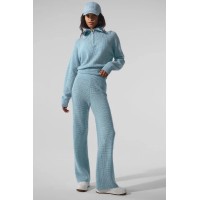 Cashmere High-Waist Plush Waffle Pant - Celestial Blue Heather